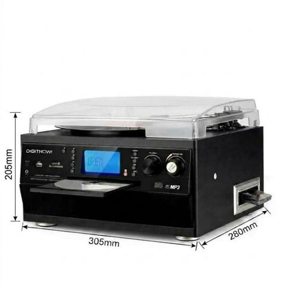 FEKTIK 10-in-1 Bluetooth Turntable with Built-in Speaker Vinyl Record Player CD Cassette and FM Radio Combo