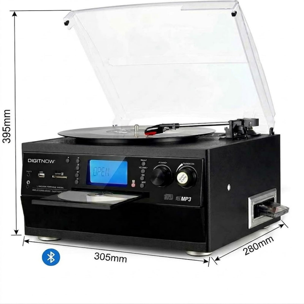 FEKTIK 10-in-1 Bluetooth Turntable with Built-in Speaker Vinyl Record Player CD Cassette and FM Radio Combo