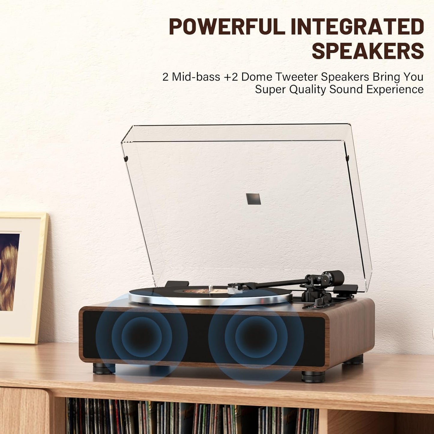 FEKTIK Record Player for Vinyl with Built in Speakers