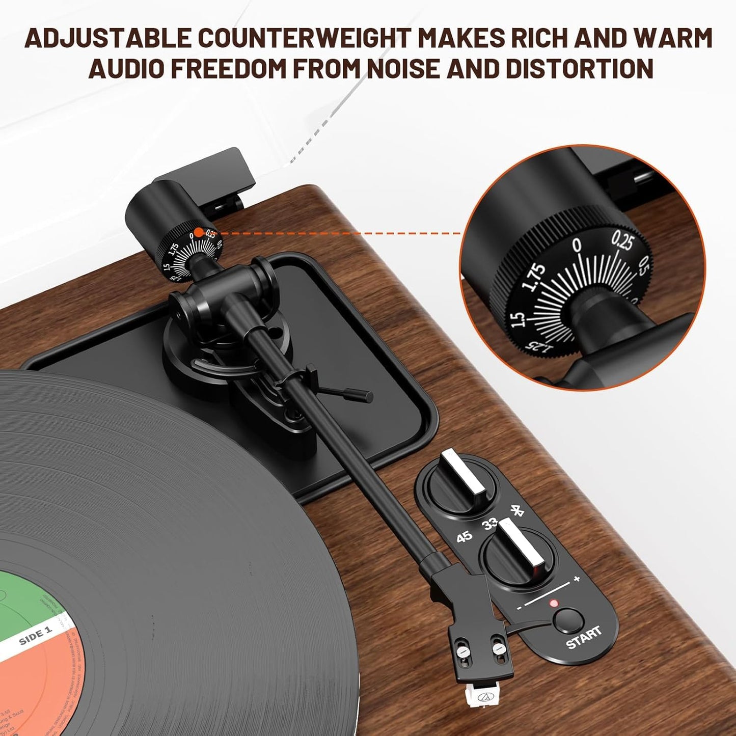 FEKTIK Record Player for Vinyl with Built in Speakers