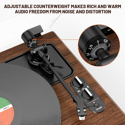 FEKTIK Record Player for Vinyl with Built in Speakers