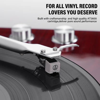 Vinyl Record Player Belt-Drive Turntable for Vinyl Records with Bluetooth Connectivity