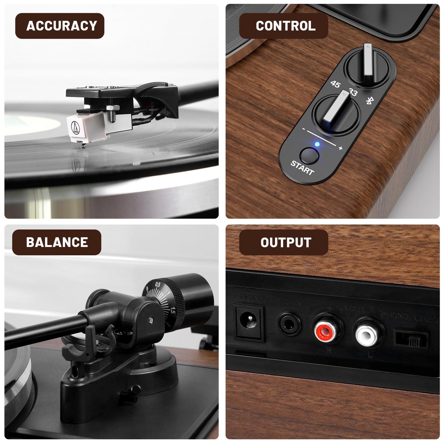FEKTIK Record Player for Vinyl with Built in Speakers