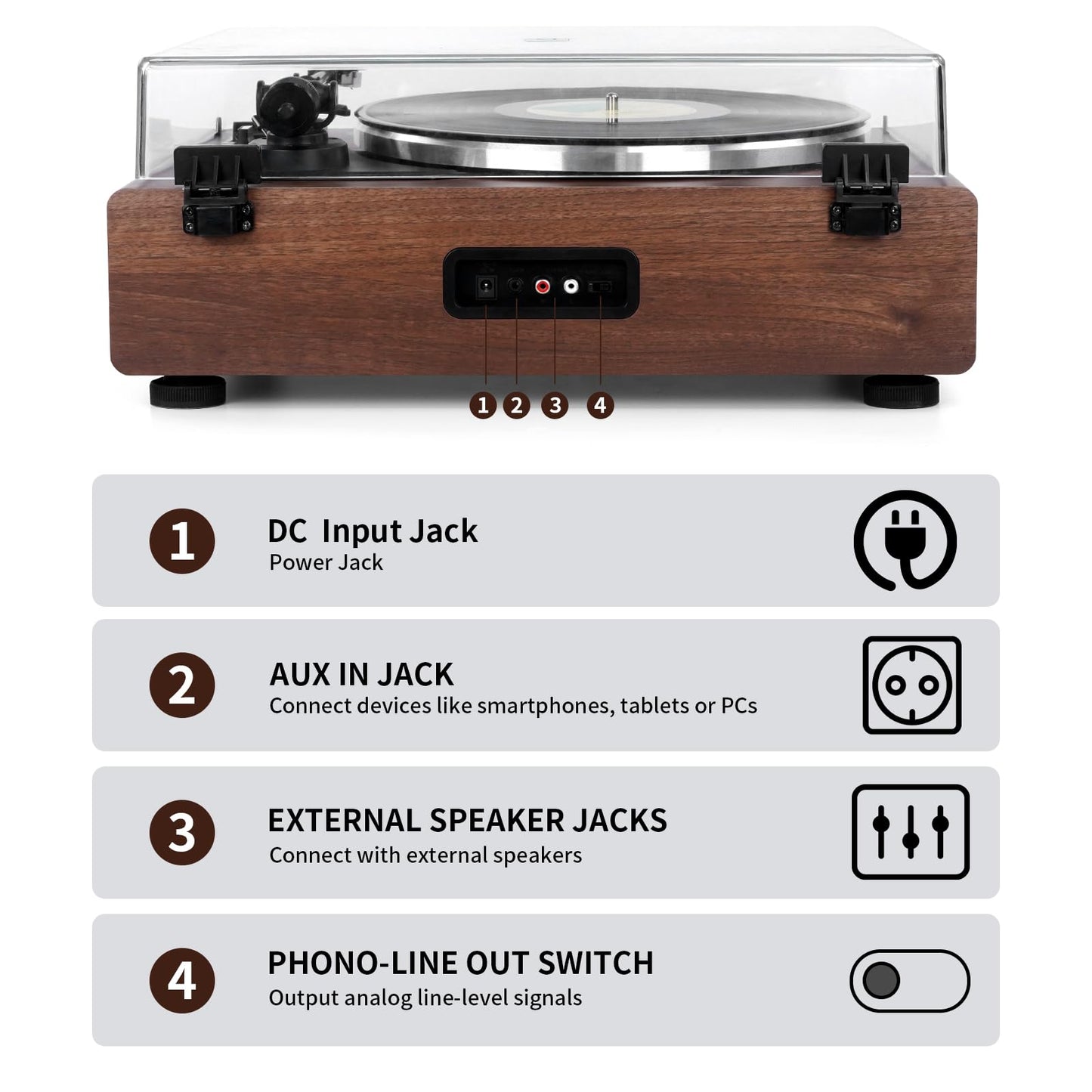 FEKTIK Record Player for Vinyl with Built in Speakers