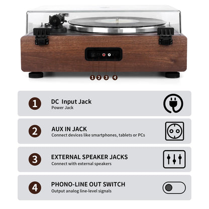 FEKTIK Record Player for Vinyl with Built in Speakers