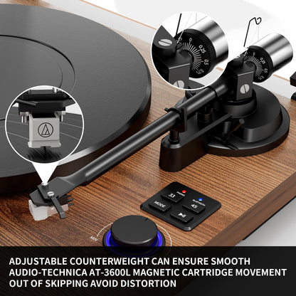 Wooden Bluetooth Turntable HiFi System with 36 Watt Bookshelf Speakers